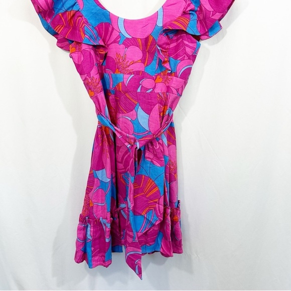 NWT Tuckernuck Wimberly Wild Azalea Edisto Linen Floral Ruffle Dress - Picture 7 of 16